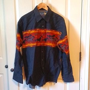 Western wrangler shirt sunset horses size Large